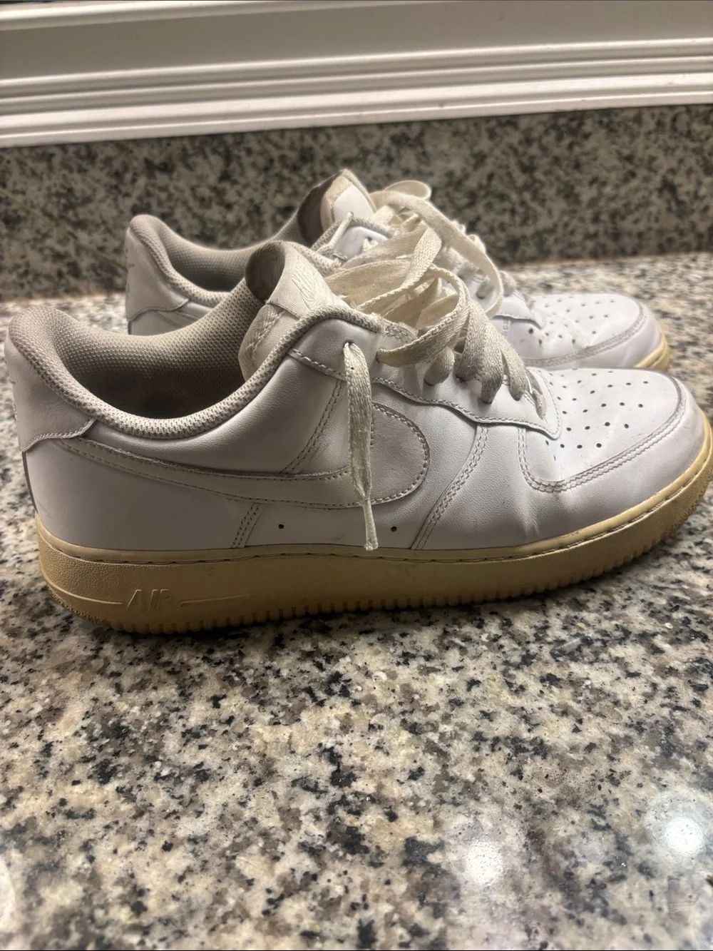 Nike Air Force 1 White Low-Top Sneakers with Cream Sole